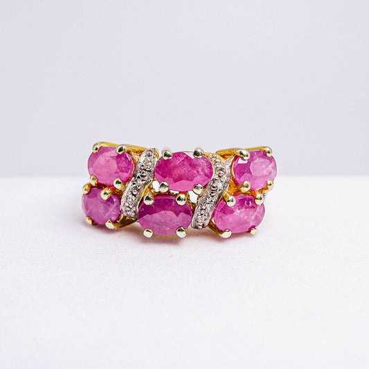 แหวนเงินแท้ 925 ฝังพลอย ทับทิมพม่า (Burmese Ruby) + เซอร์คอน (Zircon)