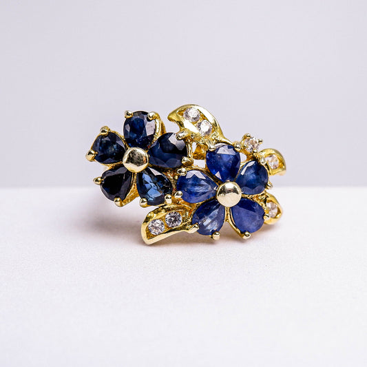 แหวนเงินแท้ 925 ฝังพลอย แซฟไฟร์ (Sapphire) + เซอร์คอน (Zircon) (สำเนา)