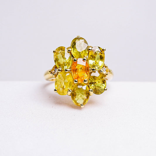 แหวนเงินแท้ 925 ฝังพลอย บุษราคัม(Yellow Sapphire) + ไวท์โทพาส (whitetopaz)