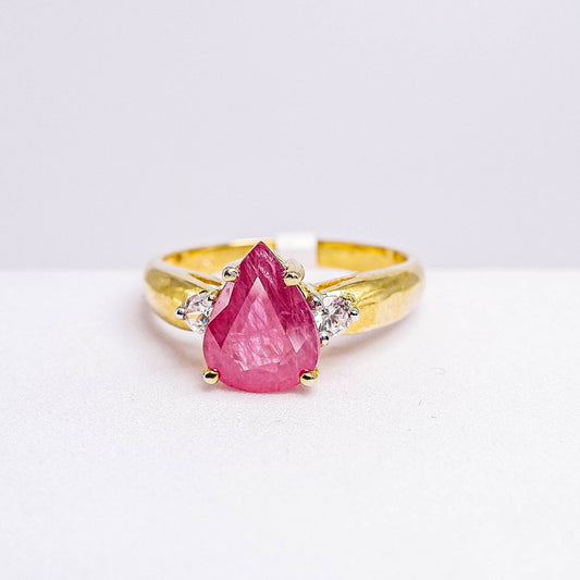แหวนเงินแท้ 925 ฝังพลอย ทับทิม (Ruby) + เซอร์คอน (Zircon)