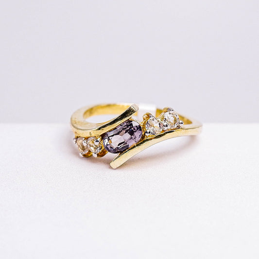 แหวนเงินแท้ 925 ฝังพลอย สปิเนล (Spinel) + ไวท์โทพาส (whitetopaz)