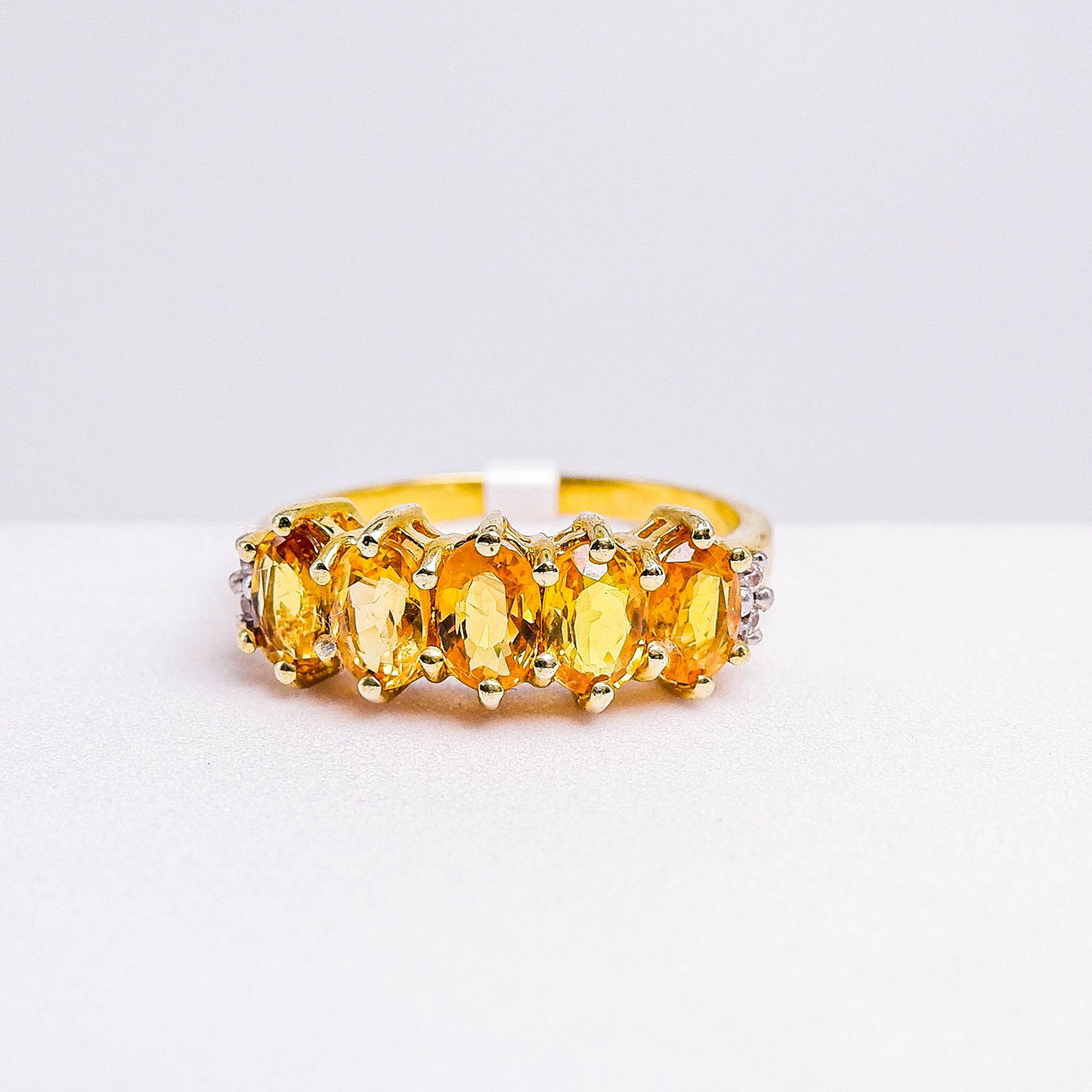 แหวนเงินแท้ 925 ฝังพลอย บุษราคัมบางกะจะ (Yellow Sapphire) + เซอร์คอน (Zircon)