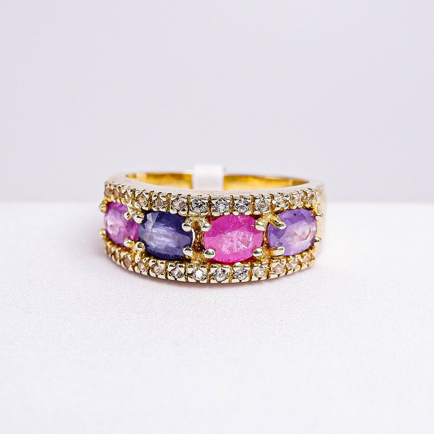 แหวนเงินแท้ 925 ฝังพลอย แซฟไฟร์ (Sapphire) + เซอร์คอน (Zircon)