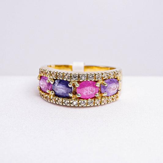 แหวนเงินแท้ 925 ฝังพลอย แซฟไฟร์ (Sapphire) + เซอร์คอน (Zircon)