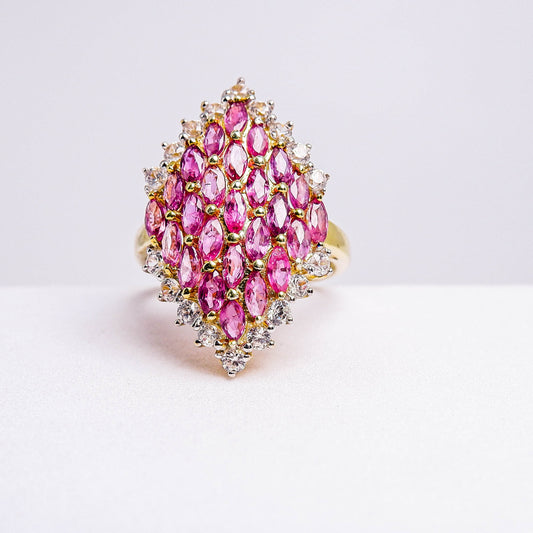 แหวนเงินแท้ 925 ฝังพลอย  ทับทิมไทย (Siam Ruby) + เซอร์คอน (Zircon)
