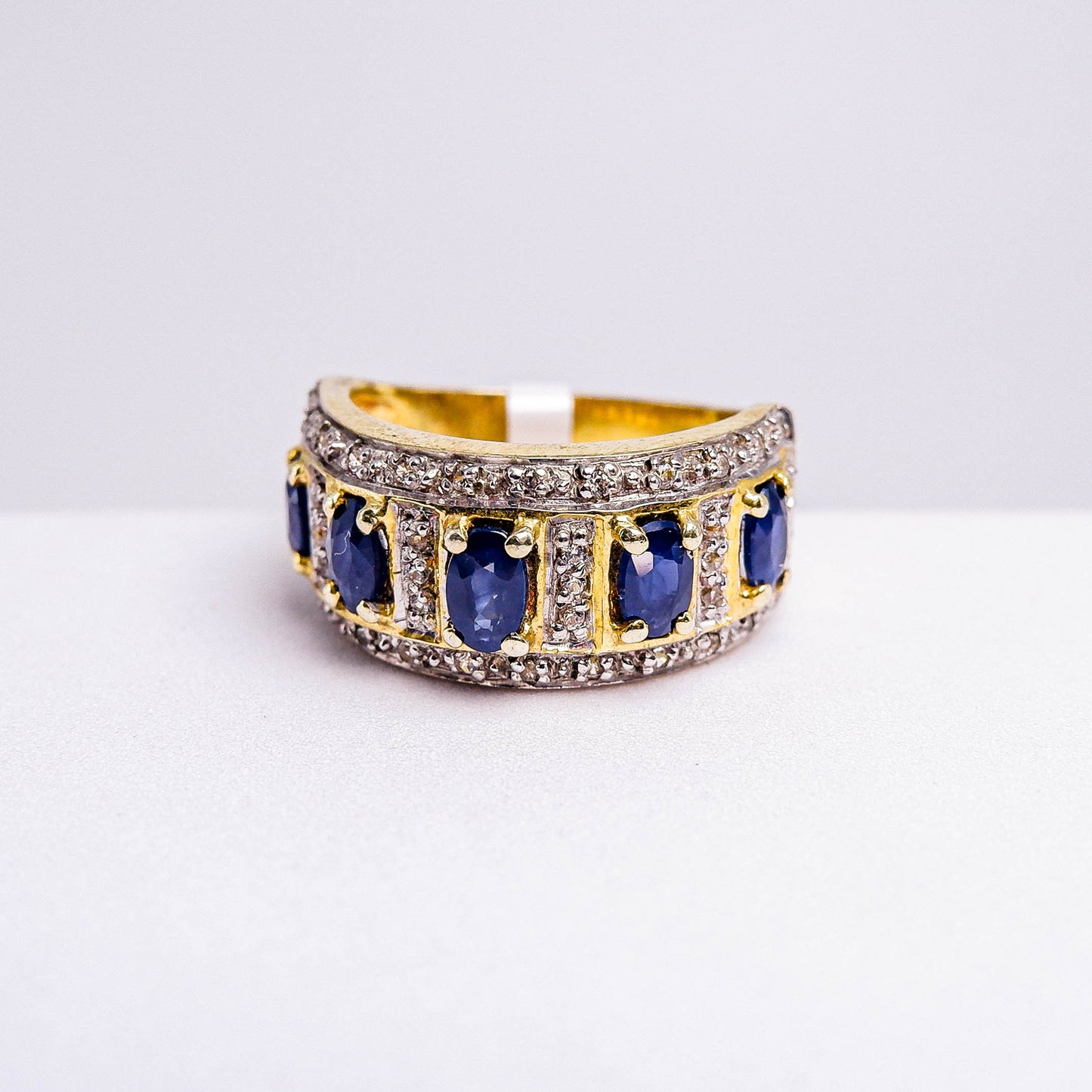แหวนเงินแท้ 925 ฝังพลอย ไพลิน (Blue Sapphire) + เซอร์คอน (Zircon)