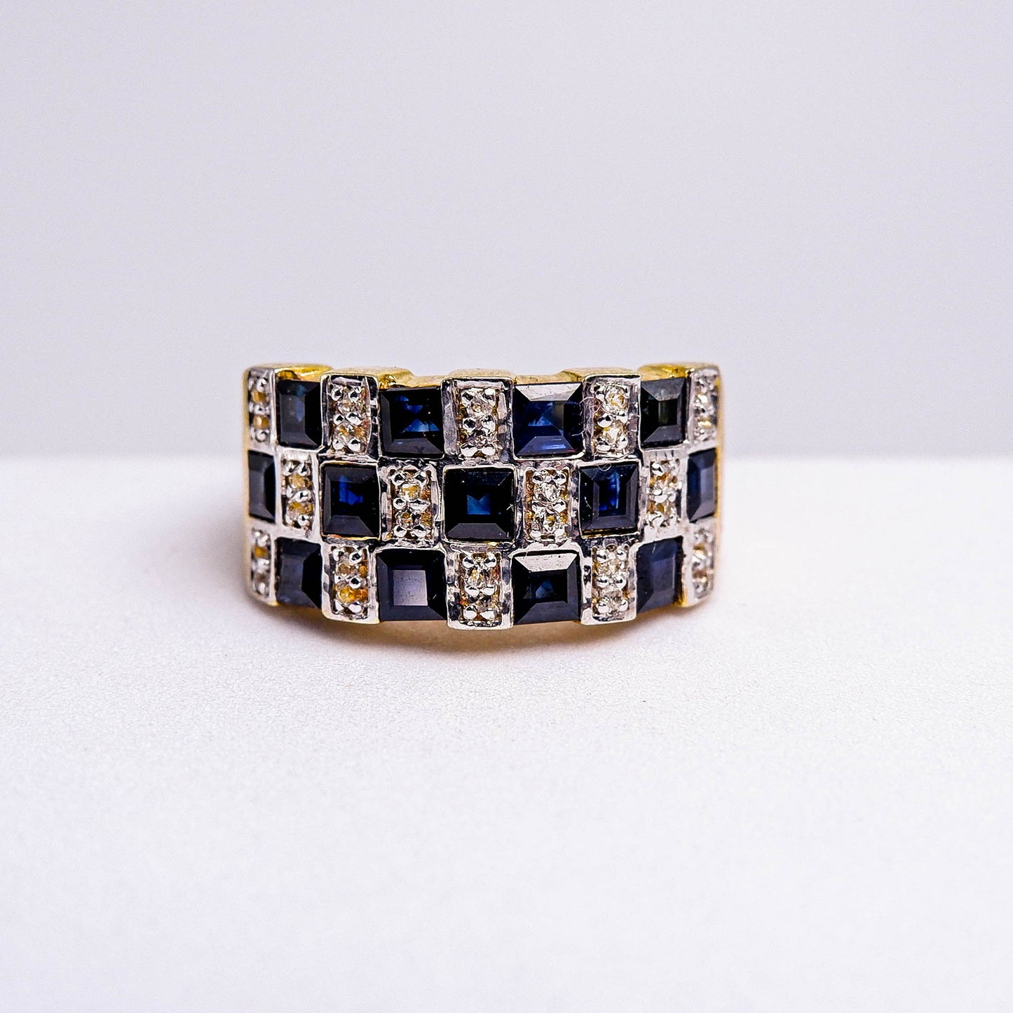 แหวนเงินแท้ 925 ฝังพลอย ไพลิน (Blue Sapphire) + ไวท์โทพาส (whitetopaz)
