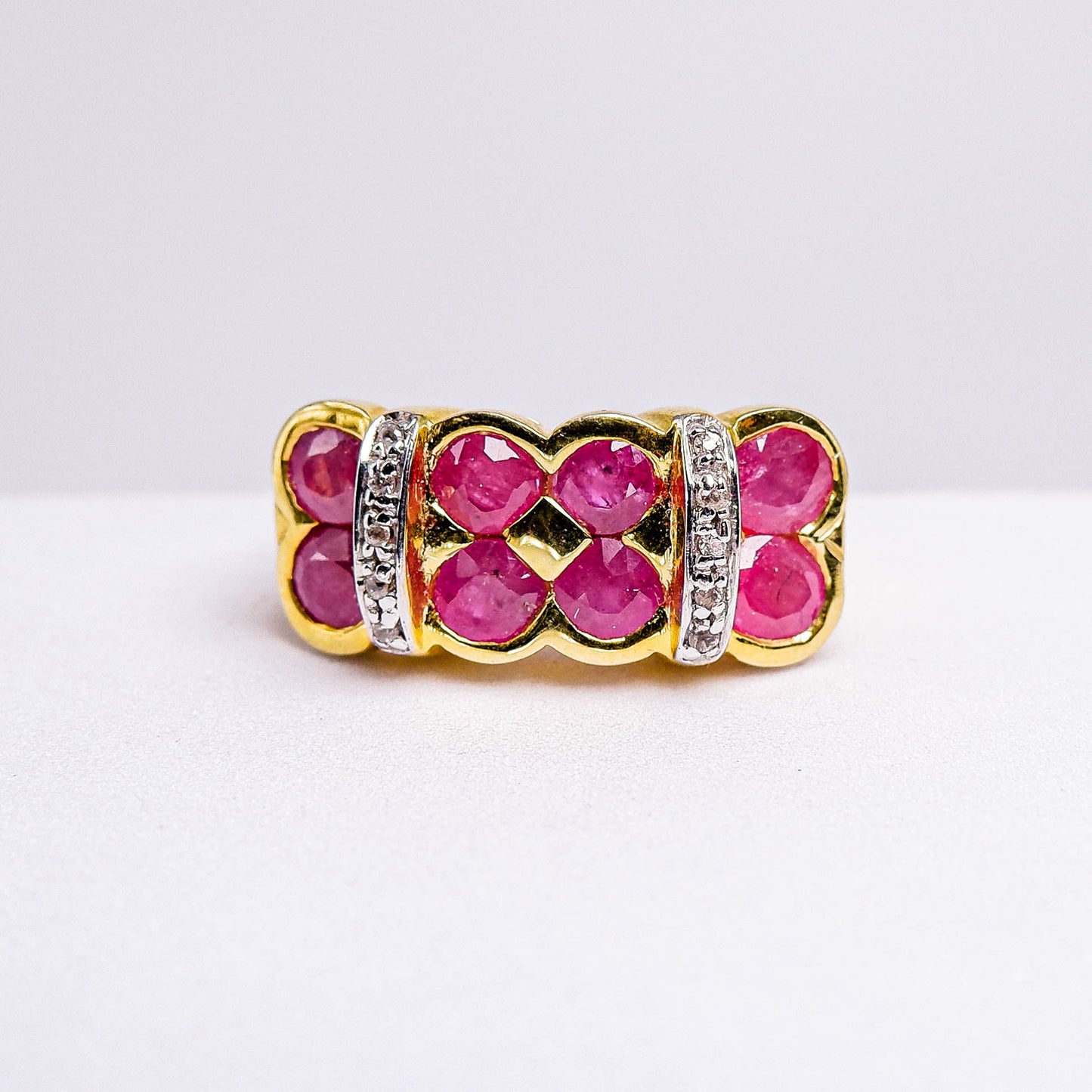 แหวนเงินแท้ 925 ฝังพลอย ทับทิม (Ruby) + เซอร์คอน (Zircon)