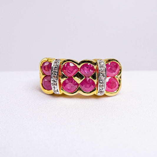 แหวนเงินแท้ 925 ฝังพลอย ทับทิม (Ruby) + เซอร์คอน (Zircon)