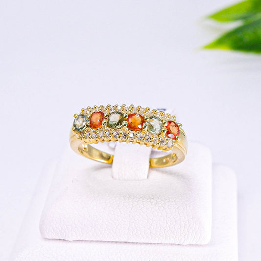 แหวนเงินแท้ 925 ฝังพลอย แซฟไฟร์ซองเจีย (Songea Sapphire) + เซอร์คอน (Zircon)