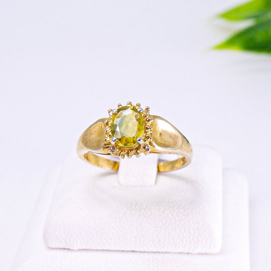 แหวนเงินแท้ 925 ฝังพลอย บุษราคัม (Yellow Sapphire) + ไวท์โทพาส (whitetopaz)