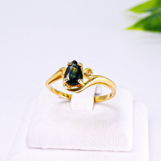 แหวนเงินแท้ 925 ฝังพลอย เขียวส่อง (green Sapphire)