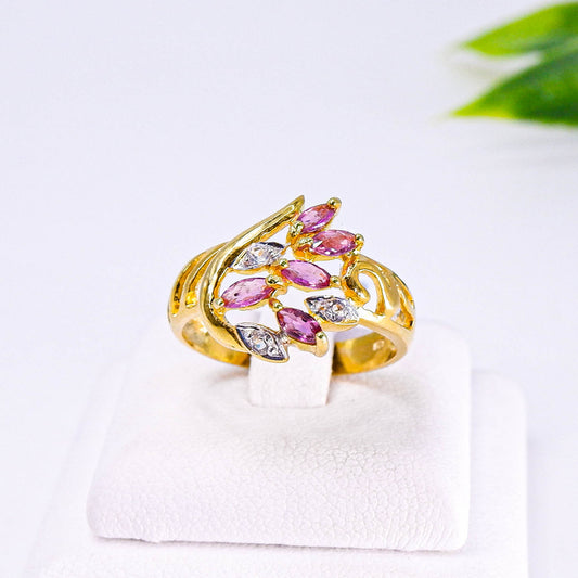 แหวนเงินแท้ 925 ฝังพลอย ทับทิมไทย (Siam Ruby) + ไวท์โทพาส (whitetopaz)