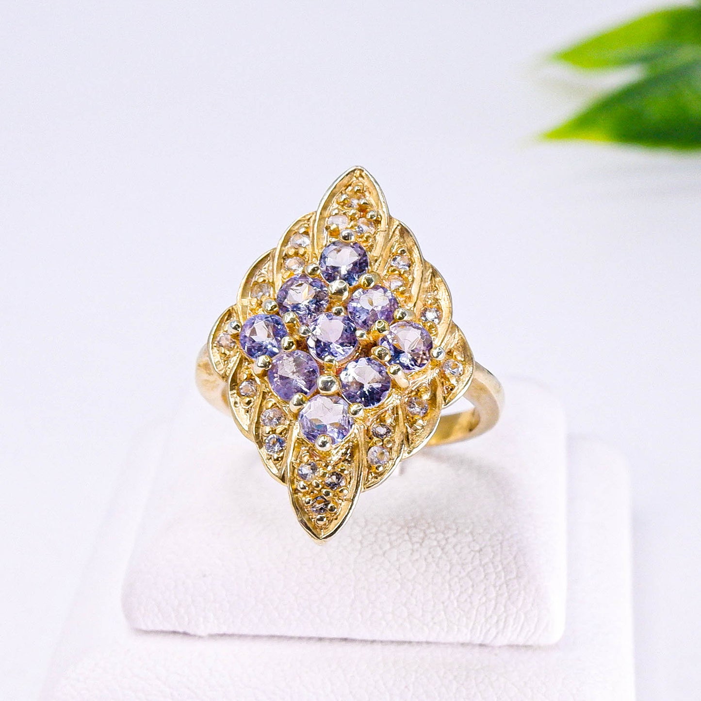 แหวนเงินแท้ 925 ฝังพลอย แทนซาไนท์ (Tanzanite) + ไวท์โทพาส (whitetopaz)