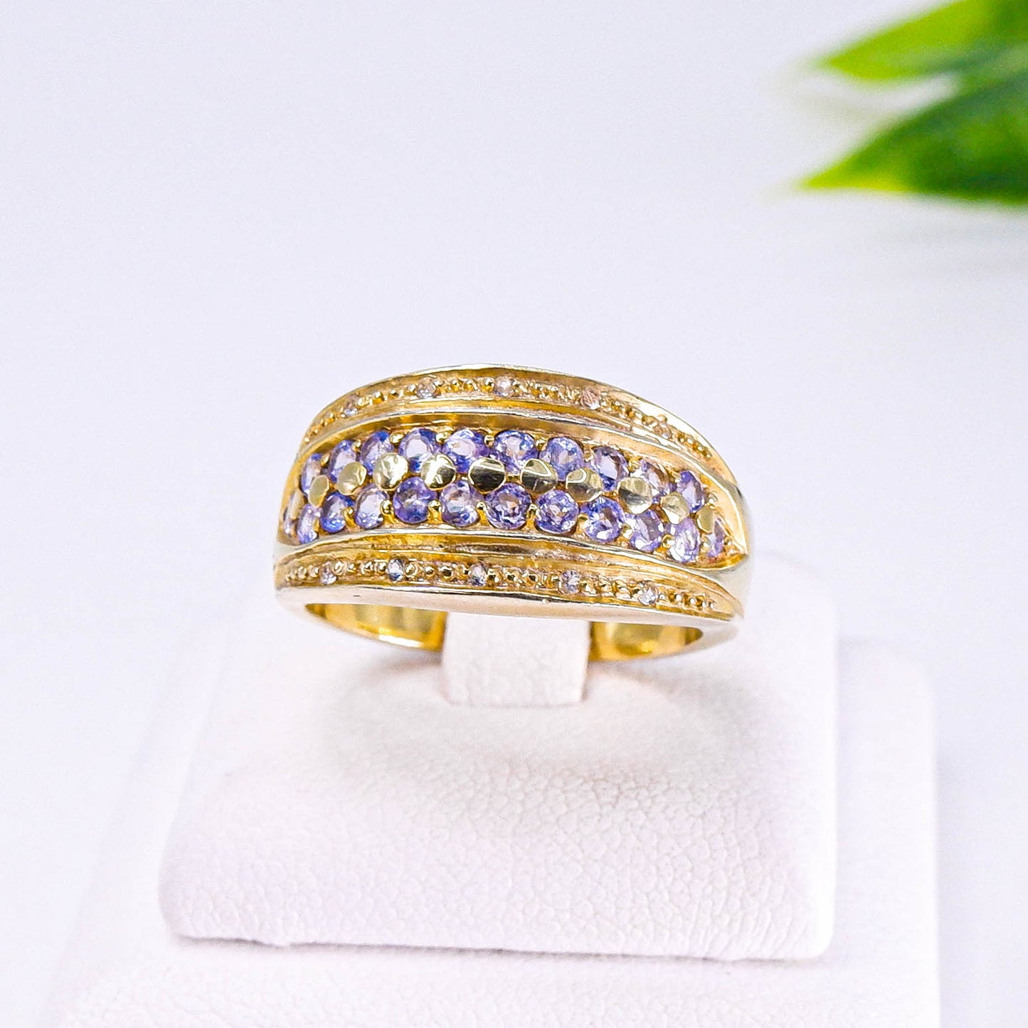 แหวนเงินแท้ 925 ฝังพลอย แทนซาไนท์ (Tanzanite) + ไวท์โทพาส (whitetopaz)