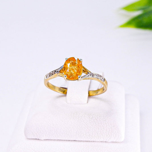 แหวนเงินแท้ 925 ฝังพลอย สเปซซาไทต์ (Spessartite Garnet) + ไวท์โทพาส (whitetopaz)