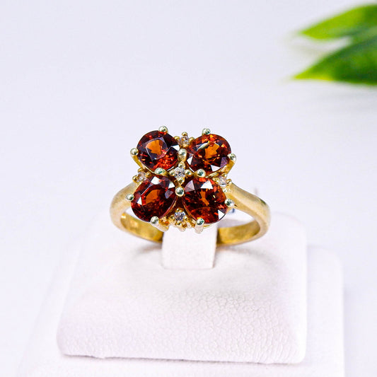 แหวนเงินแท้ 925 ฝังพลอย สเปซซาไทต์ (Spessartite Garnet) + เซอร์คอน (Zircon)