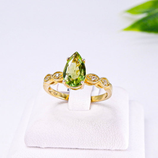แหวนเงินแท้ 925 ฝังพลอย ทัวมาลีน (Tourmaline) + เซอร์คอน (Zircon)