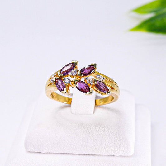 แหวนเงินแท้ 925 ฝังพลอย ทับทิมไทย (Siam Ruby) + เซอร์คอน (Zircon)