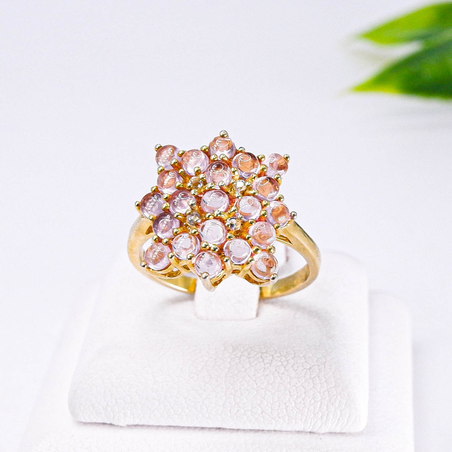 แหวนเงินแท้ 925 ฝังพลอย พิงค์แซฟไฟร์ (Pink Sapphire) + ไวท์โทพาส (whitetopaz)