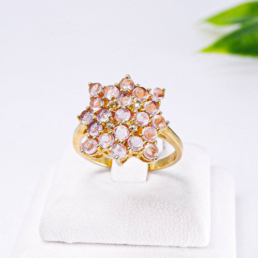 แหวนเงินแท้ 925 ฝังพลอย พิงค์แซฟไฟร์ (Pink Sapphire) + ไวท์โทพาส (whitetopaz)