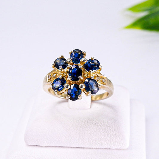 แหวนเงินแท้ 925 ฝังพลอย ไพลิน (Blue Sapphire) + เซอร์คอน (Zircon)