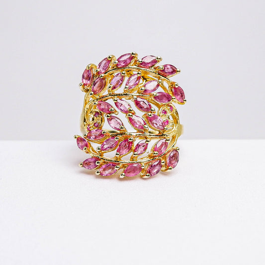 แหวนเงินแท้ 925 ฝังพลอย ทับทิมไทย (Siam Ruby) + พิงค์แซฟไฟร์ (Pink Sapphire)