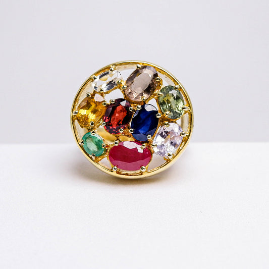 แหวนเงินแท้ 925 ฝังพลอย ไพลิน(Blue Sapphire)+แซฟไฟร์มาดา(Madagascar Sapphire)+ทับทิมมาดา (Madagascar Ruby)+บุษราคัม(Yellow Sapphire)+สปิเนล(Spinel)+โรโดไลท์(Rhodolite)+ไวท์โทพาส(whitetopaz)+มรกต(Emerald cut)