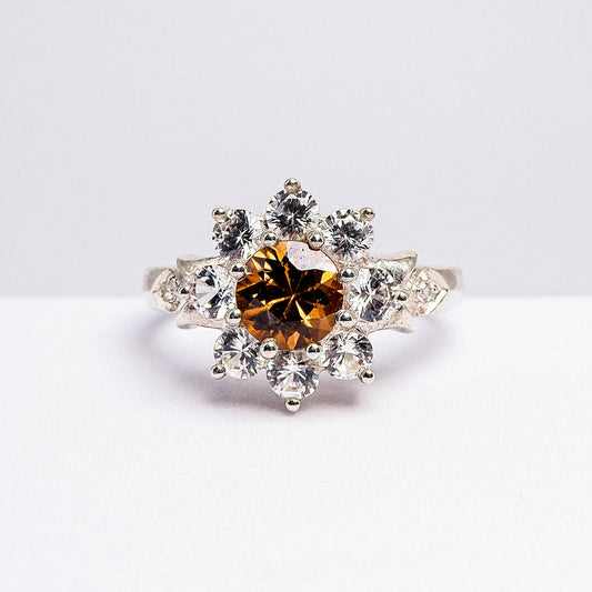 แหวนเงินแท้ 925 ฝังพลอย เพทาย (ดิบ)(Zircon)(Unheated)+เซอร์คอน(Zircon)