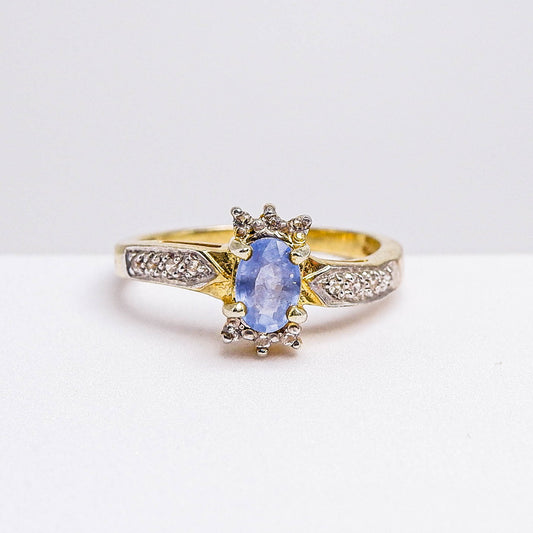 แหวนเงินแท้ 925 ฝังพลอย ไพลินศรีลังกา (Ceylon Sapphire) + เซอร์คอน (Zircon)