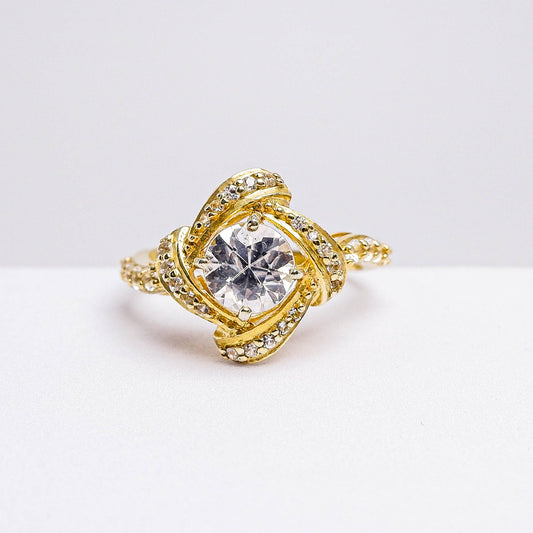 แหวนเงินแท้ 925 ฝังพลอย เพทายขาว (White Zircon) + ไวท์โทพาส (whitetopaz)