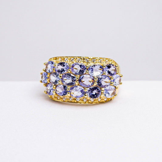 แหวนเงินแท้ 925 ฝังพลอย แทนซาไนท์ (Tanzanite) + เซอร์คอน (Zircon)