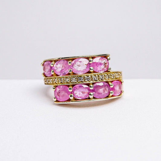 แหวนเงินแท้ 925 ฝังพลอย พิงค์แซฟไฟร์ (Pink Sapphire) + เซอร์คอน (Zircon)