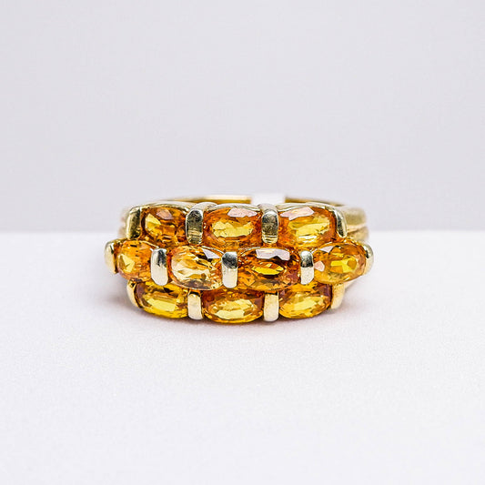 แหวนเงินแท้ 925 ฝังพลอย บุษราคัมบางกะจะ (Yellow Sapphire)
