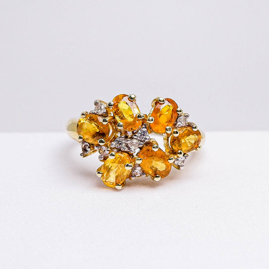 แหวนเงินแท้ 925 ฝังพลอย บุษราคัมบางกะจะ (Yellow Sapphire) + เซอร์คอน (Zircon)