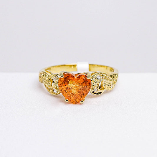 แหวนเงินแท้ 925 ฝังพลอย สเปสซาไทท์ (Spessartite Garnet) + เซอร์คอน (Zircon)