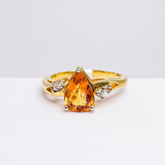 แหวนเงินแท้ 925 ฝังพลอย บุษราคัมบางกะจะ (Yellow Sapphire) + เซอร์คอน (Zircon)