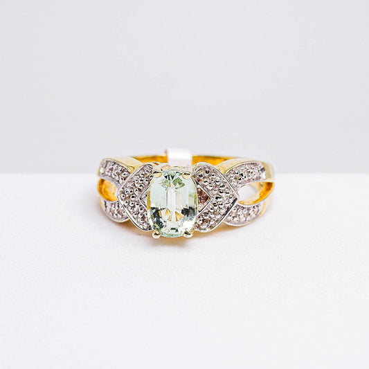 แหวนเงินแท้ 925 ฝังพลอย ทัวร์มาลีน (Tourmaline) + ไวท์โทพาส (whitetopaz)
