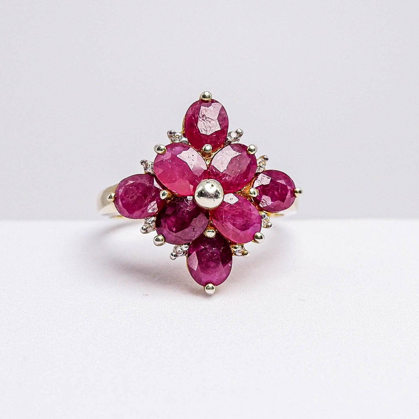 แหวนเงินแท้ 925 ฝังพลอย ทับทิม (Ruby) + เซอร์คอน (Zircon)