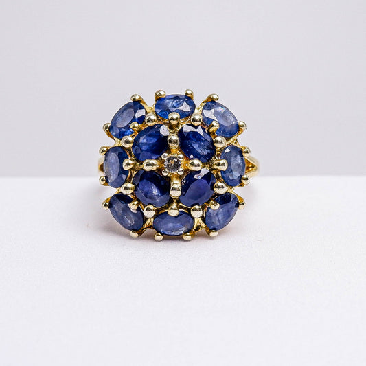 แหวนเงินแท้ 925 ฝังพลอย ไพลิน (Blue Sapphire) + โทพาส (Topaz) (สำเนา)
