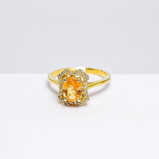 Thaigems แหวนเงินแท้ 925 ฝังพลอย สเปสซาไทท์ + เซอร์คอน - Thaigems